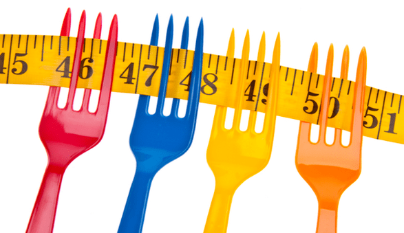 сантиметър на вилиците символизира загуба на тегло при диетата на Дюкан